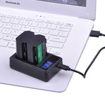 Carregador de Bateria Digital de Duplo Canal com Ecrã LCD e Porta USB para Bateria Sony NP-FZ100, Compatível com Sony A9 (ILCE-9), Dupla Bateria NP-FZ100