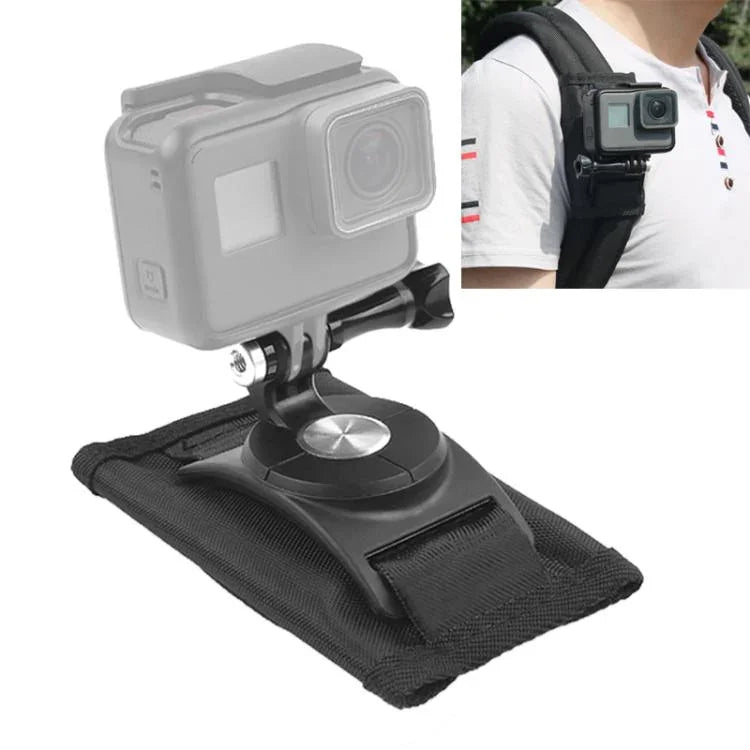 Suporte de Mochila de Ombro com Montagem de Correia de Liberação Rápida Rotativa 360 Graus para GoPro, Insta360, DJI e Outras Câmaras de Ação