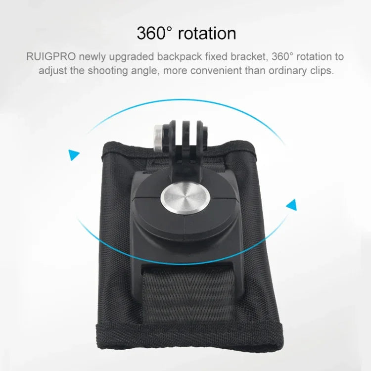 Suporte de Mochila de Ombro com Montagem de Correia de Liberação Rápida Rotativa 360 Graus para GoPro, Insta360, DJI e Outras Câmaras de Ação