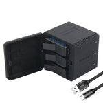 Caixa Carregadora RUIGPRO para Três Baterias USB com Cabo USB & Luz Indicadora LED para GoPro HERO6 /5