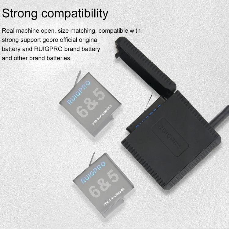 Caixa Carregadora RUIGPRO para Três Baterias USB com Cabo USB & Luz Indicadora LED para GoPro HERO6 /5