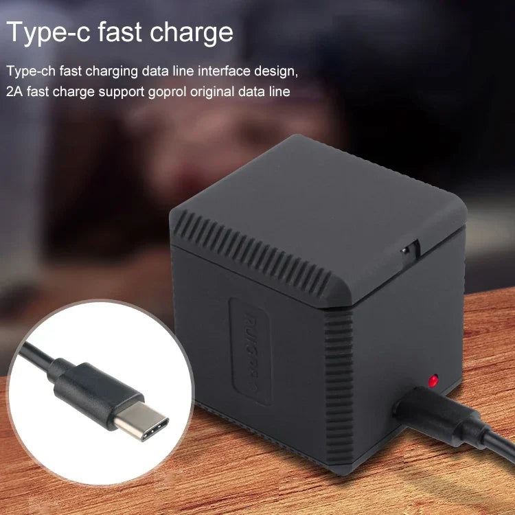 Caixa Carregadora RUIGPRO para Três Baterias USB com Cabo USB & Luz Indicadora LED para GoPro HERO6 /5