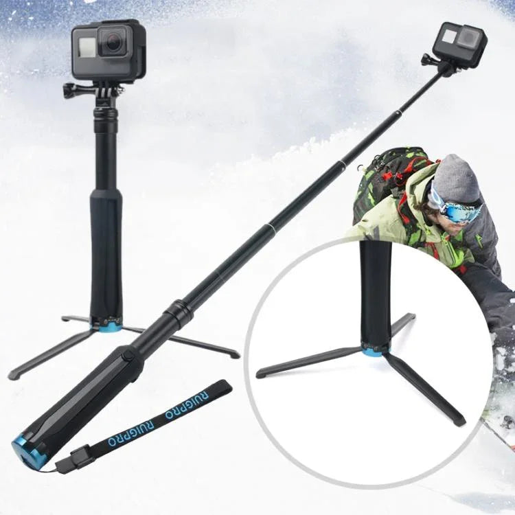 Suporte de Tripé Dobrável Portátil Bastão Selfie Monopé para GoPro, Insta360, DJI e Outras Câmaras de Ação, Comprimento: 23.5-81cm, RUIGPRO