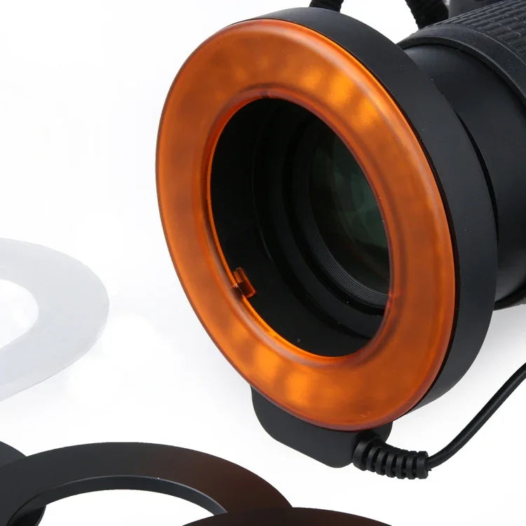 Luz de Flash LED Circular com 48 LEDs e 6 Anéis Adaptadores (49mm/52mm/55mm/58mm/62mm/67mm) para Lente Macro