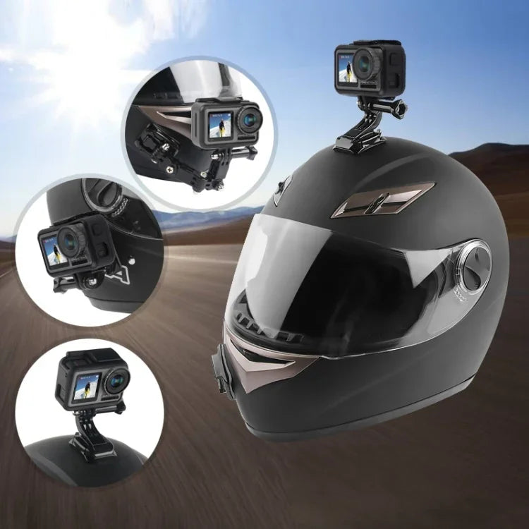 Conjunto de Fixação Multi-Articulada Adesiva para Capacete de Ciclismo com Fecho J-Hook e Parafuso para GoPro, Insta360, DJI e Outras Câmaras de Ação, Kit para Capacete de Ciclismo