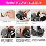 Conjunto de Fixação Multi-Articulada Adesiva para Capacete de Ciclismo com Fecho J-Hook e Parafuso para GoPro, Insta360, DJI e Outras Câmaras de Ação, Kit para Capacete de Ciclismo