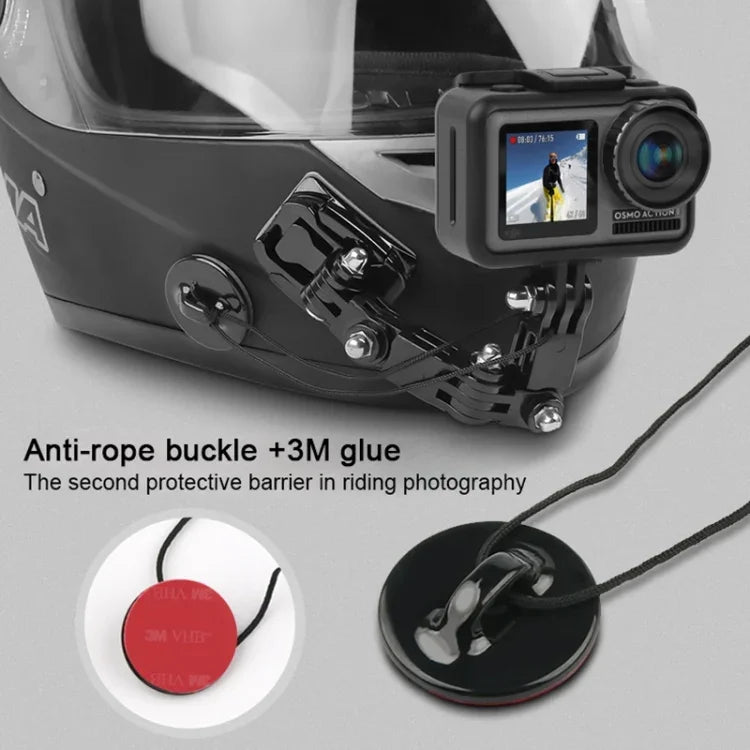 Conjunto de Fixação Multi-Articulada Adesiva para Capacete de Ciclismo com Fecho J-Hook e Parafuso para GoPro, Insta360, DJI e Outras Câmaras de Ação, Kit para Capacete de Ciclismo