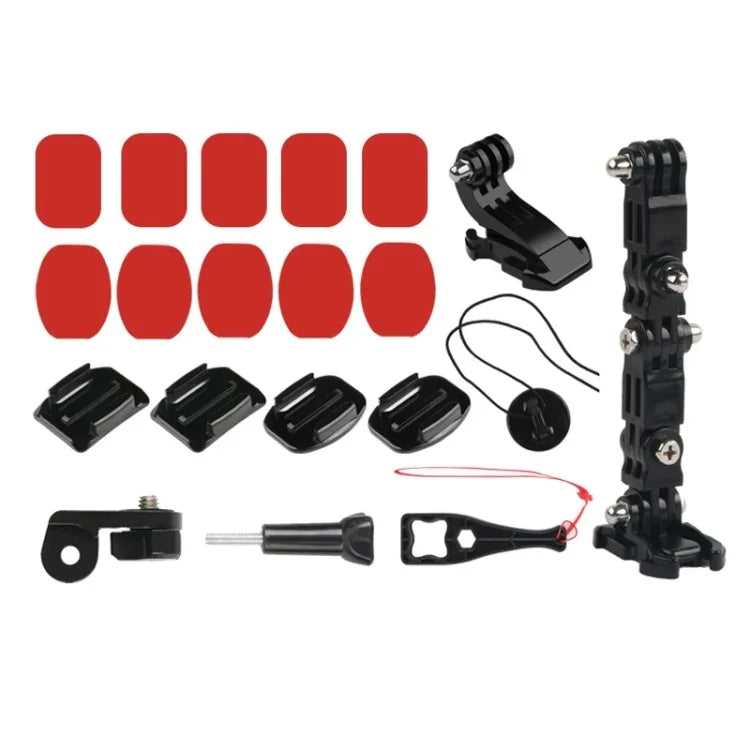 Conjunto de Montagem Fixa Multiarticulada para Capacete de Ciclismo com Fivela J-Hook, Adaptador e Parafuso para GoPro, Insta360, DJI e Outras Câmaras de Ação, Kit para Capacete de Ciclismo com Adaptador