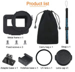 Estrutura CNC em Liga de Alumínio com Gaiola Protetora e Moldura de Segurança & Lente UV 52mm para GoPro HERO7 Black /6 /5, 52mm UV Preto