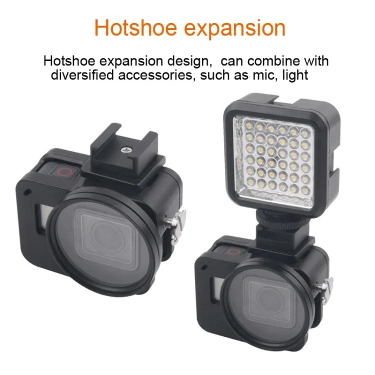 Estrutura CNC em Liga de Alumínio com Gaiola Protetora e Moldura de Segurança & Lente UV 52mm para GoPro HERO7 Black /6 /5, 52mm UV Preto