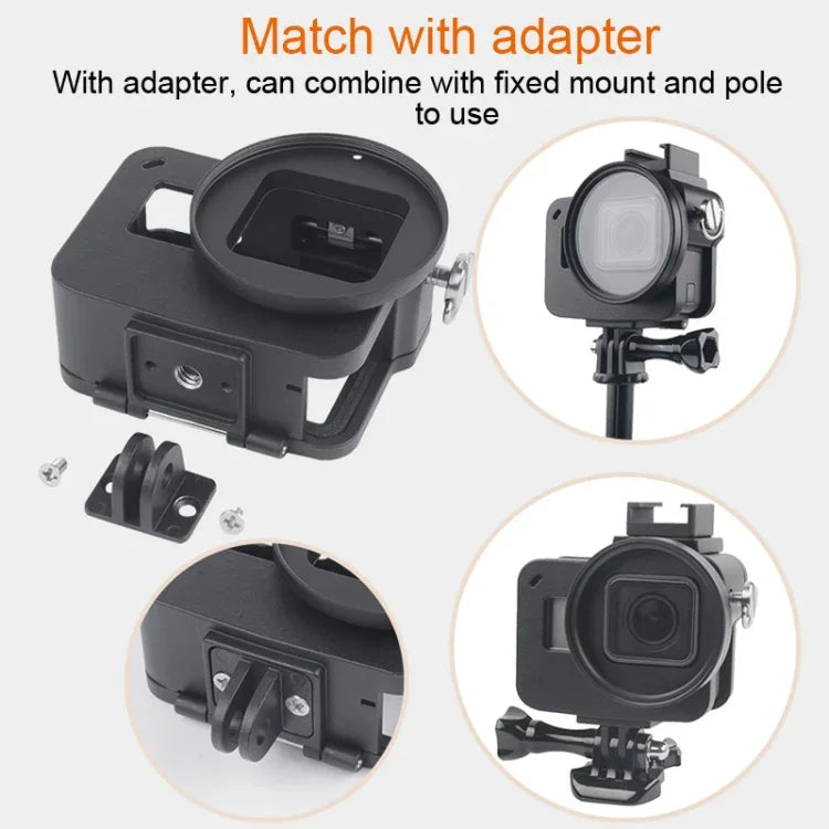 Estrutura CNC em Liga de Alumínio com Gaiola Protetora e Moldura de Segurança & Lente UV 52mm para GoPro HERO7 Black /6 /5, 52mm UV Preto