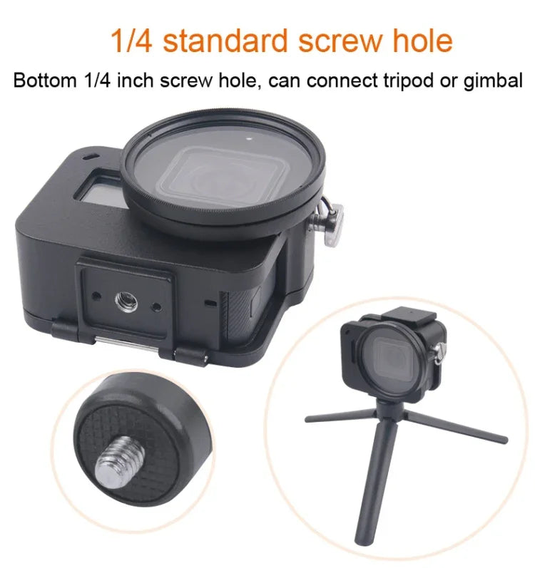 Estrutura CNC em Liga de Alumínio com Gaiola Protetora e Moldura de Segurança & Lente UV 52mm para GoPro HERO7 Black /6 /5, 52mm UV Preto