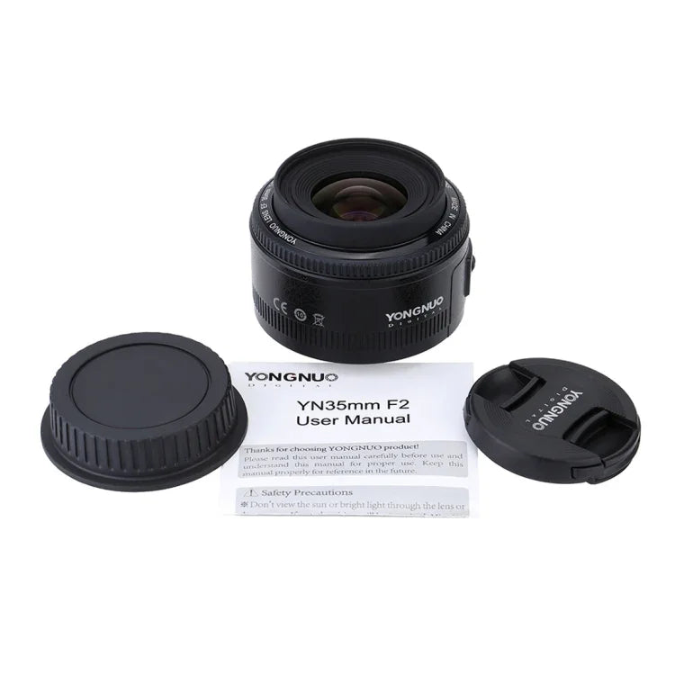 YONGNUO YN35MM F2N 1:2 Lente Fixa/Prime Grande Angular com Foco Automático/Manual para Câmaras DSLR Nikon, YN35MM F2N