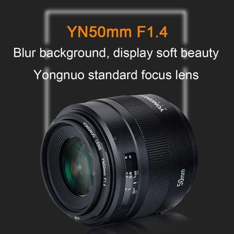 YONGNUO YN50MM F1.4C Lente de Grande Abertura com Foco Automático para Canon, N50MM F1.4C
