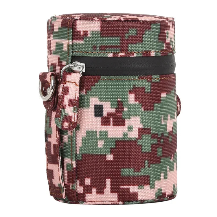 Estojo Pequeno para Lente em Tecido com Fecho Zíper Cor Camuflada para Lente de Câmara DSLR, Tamanho: 11x8x8cm