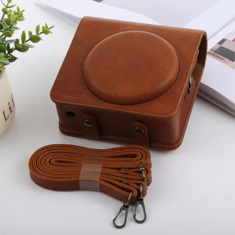Estojo de Couro PU Estilo Retro para Câmara Corpo Inteiro com Alça para FUJIFILM instax SQUARE SQ6, Para FUJI SQ6