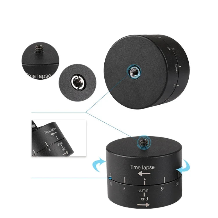 Adaptador de Cabeça de Tripé Estabilizador com Rotação Automática de 360 Graus e Time Lapse de 60 Minutos para GoPro, 60 Minutos