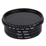 JUNESTAR Filtro de Lente Profissional 4 em 1 52mm (ND2-400 + Vermelho + Amarelo + FLD / Roxo) para GoPro HERO5 / 4s / 4 / 3+ / 3 / 2 & Xiaomi Xiaoyi Yi I / II 4K & Câmara de Ação SJCAM, Filtro 4 em 1 52mm