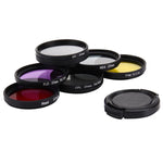 JUNESTAR Filtro de Lente Profissional 7 em 1 37mm (CPL + UV + ND4 + Vermelho + Amarelo + FLD / Roxo) & Tampa Protetora para GoPro HERO4 / 3+ / 3 Câmera de Ação Desportiva, 7 em 1
