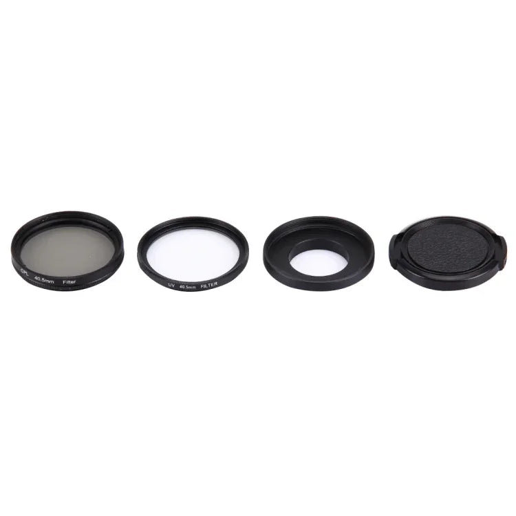 JUNESTAR Filtro de Lente Profissional 4 em 1 40.5mm (CPL + UV) & Anel Adaptador de Caixa Impermeável & Tampa Protetora de Lente para GoPro HERO4 / 3+ / 3 Câmara de Ação, Filtro 4 em 1 40.5mm