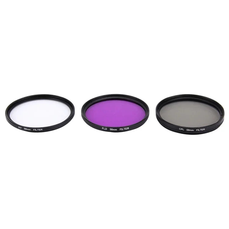 Filtro de Lente Profissional 3 em 1 58mm JUNESTAR (CPL + UV + FLD / Roxo) para Câmara de Ação GoPro & Xiaomi Xiaoyi Yi, 3 em 1