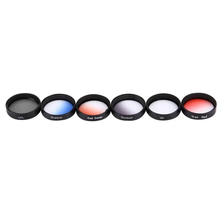 Filtro de Lentes Profissional 6 em 1 JUNESTAR 34mm (CPL + UV + Vermelho Gradual + Laranja Gradual + Azul Gradual + Cinzento Gradual) para DJI Phantom 3 & 4