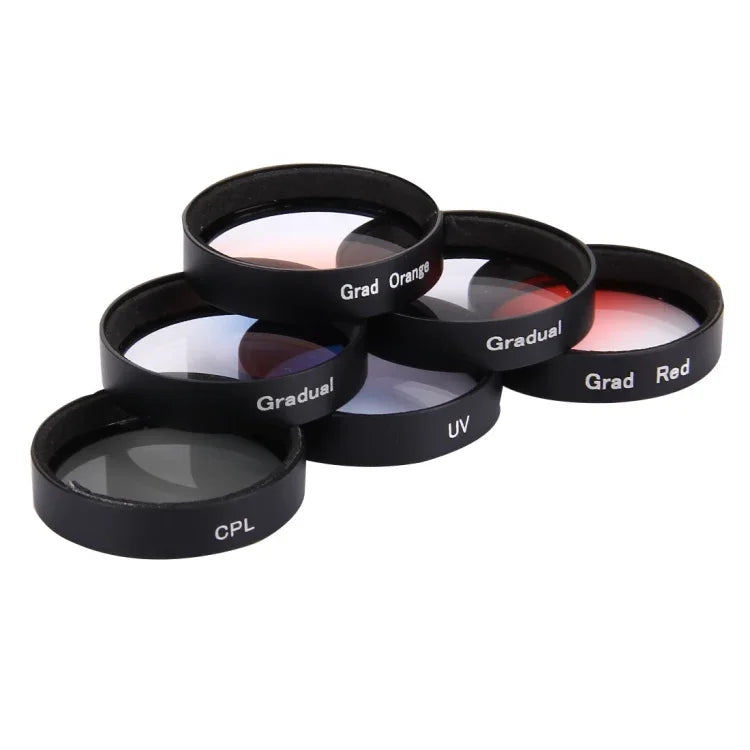 Filtro de Lentes Profissional 6 em 1 JUNESTAR 34mm (CPL + UV + Vermelho Gradual + Laranja Gradual + Azul Gradual + Cinzento Gradual) para DJI Phantom 3 & 4