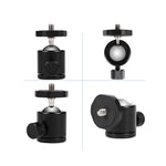 Cabeça de Bola Metálica Panorâmica Mini com Rotação de 360 Graus para Câmaras DSLR e Digitais, Vermelho, Preto, Azul