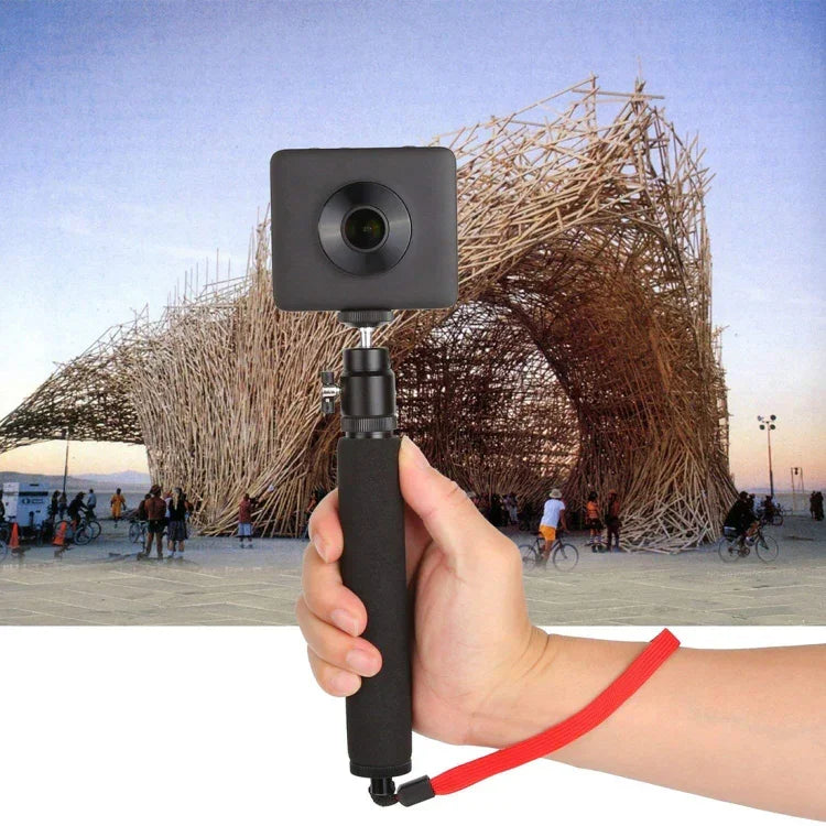 Selfie Stick Universal 360 graus com Corda Vermelha para GoPro, Telemóvel, Câmaras Compactas com Furo Rosqueado 1/4, Comprimento: 210mm-525mm, Comprimento: 21-52cm