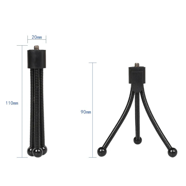 Mini Tripé de Secretária em Metal com Interface de Parafuso UNC1/4, Carga Máxima: 0.6kg, Mini Tripé de Secretária em Metal