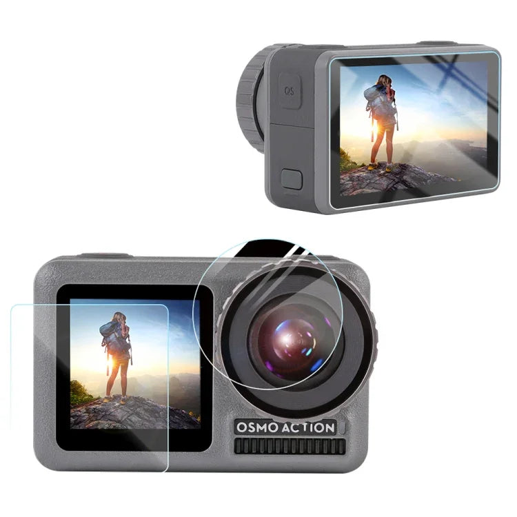 Película Protetora HD para Ecrã LCD Frontal e Traseiro 3-em-1 para DJI Osmo Action, Para DJI Osmo Action