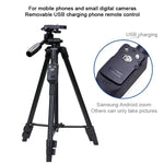Tripé de Pernas em Liga de Alumínio e Magnésio YUNTENG VCT-5208RM com Controlo Remoto Bluetooth & Cabeça de Tripé & Suporte para Telemóvel para Câmara SLR & Smartphones, Altura: 125cm, VCT-5208
