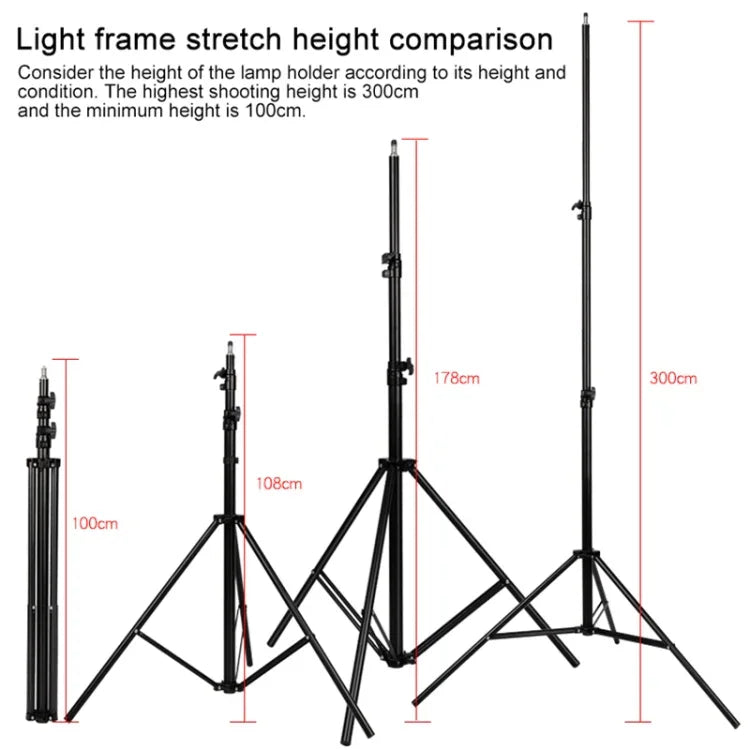 Suporte de Iluminação Metálico Profissional de 3m de Altura com Amortecedor de Mola para Luz de Flash de Estúdio