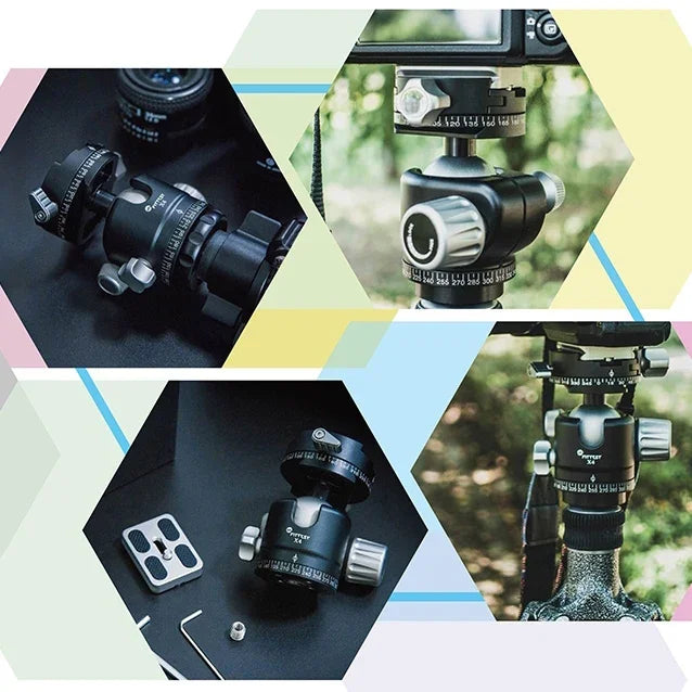 Cabeça de Bola Panorâmica FITTEST X4 com Baixo Centro de Gravidade e Alta Força de Bloqueio com Placa de Libertação Rápida para DSLR e Câmaras Digitais, Carga Máx 10kg, YT040 X4
