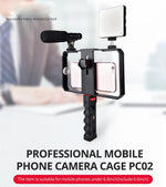 Estrutura Plástica para Smartphone YLG0901B para Vlogging, Transmissão ao Vivo, Filmagem, Gravação, Suporte Estabilizador para iPhone, Galaxy, Huawei, Xiaomi, HTC, LG, Google e Outros Smartphones, YLG0901B