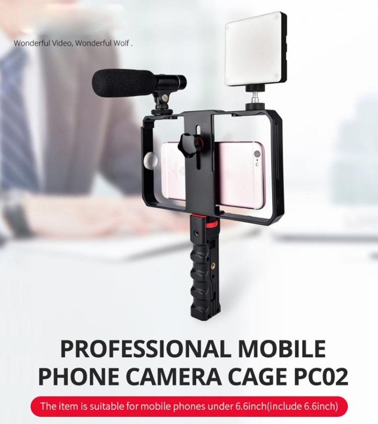 Estrutura Plástica para Smartphone YLG0901B para Vlogging, Transmissão ao Vivo, Filmagem, Gravação, Suporte Estabilizador para iPhone, Galaxy, Huawei, Xiaomi, HTC, LG, Google e Outros Smartphones, YLG0901B