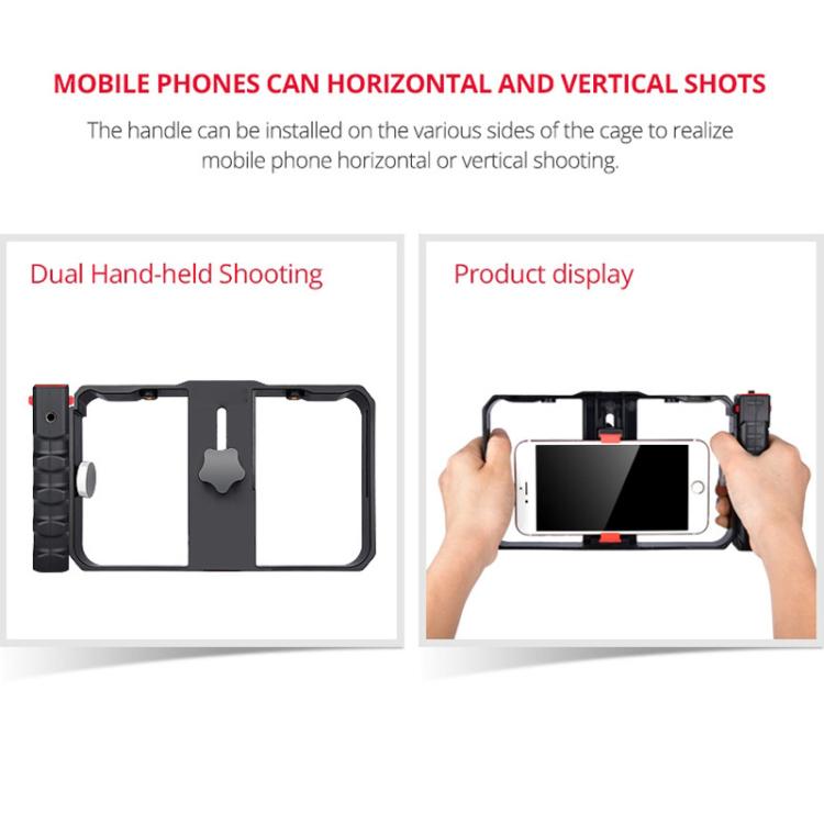 Estrutura Plástica para Smartphone YLG0901B para Vlogging, Transmissão ao Vivo, Filmagem, Gravação, Suporte Estabilizador para iPhone, Galaxy, Huawei, Xiaomi, HTC, LG, Google e Outros Smartphones, YLG0901B
