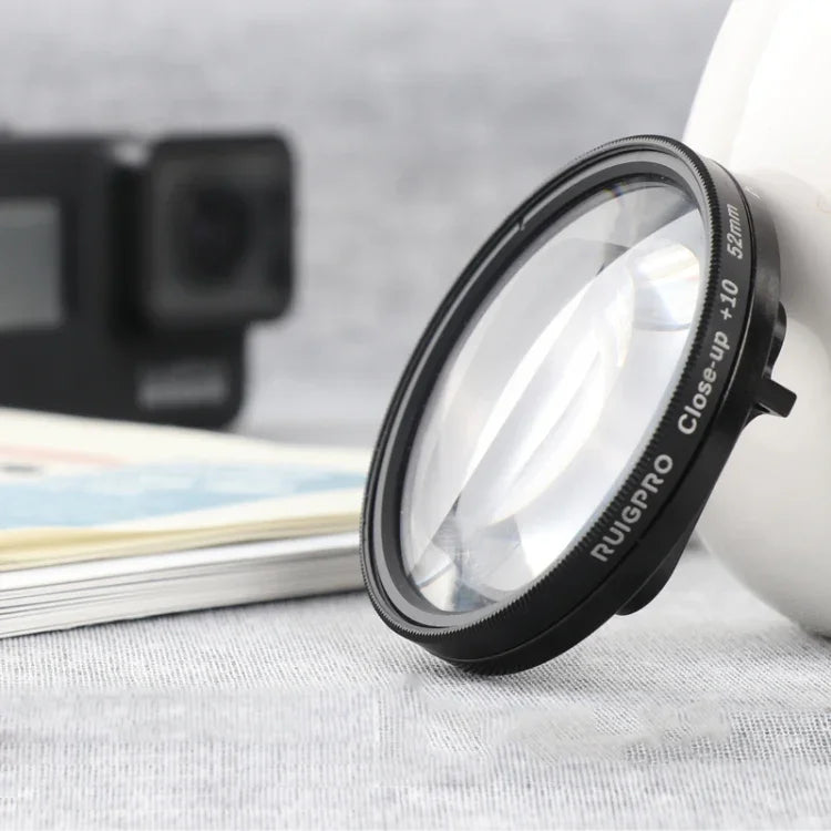 RUIGPRO para GoPro HERO 7/6 /5 Filtro de Lente de Aproximação Profissional 52mm 10X com Anel Adaptador de Filtro e Tampa de Lente, Lente de Aproximação 10X