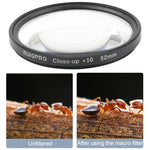 RUIGPRO para GoPro HERO 7/6 /5 Filtro de Lente de Aproximação Profissional 52mm 10X com Anel Adaptador de Filtro e Tampa de Lente, Lente de Aproximação 10X