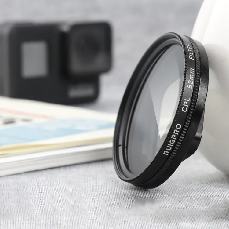 RUIGPRO para GoPro HERO 7/6 /5 Filtro de Lente CPL Profissional 52mm com Anel Adaptador de Filtro e Tampa de Lente, Filtro CPL