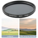 Filtro de Lente ND4 Profissional RUIGPRO para GoPro HERO 7/6 /5 52mm com Anel Adaptador de Filtro & Tampa de Lente, Filtro ND4
