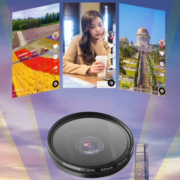 Filtro de Lente ND4 Profissional RUIGPRO para GoPro HERO 7/6 /5 52mm com Anel Adaptador de Filtro & Tampa de Lente, Filtro ND4