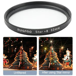 Filtro de Lente com Efeito Estrela RUIGPRO para GoPro HERO 7/6/5 Profissional 52mm com Anel Adaptador de Filtro e Tampa de Lente, Filtro de Efeito Estrela