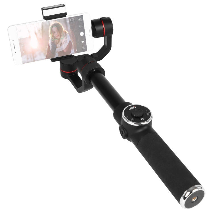 AFI V5 Estabilizador Gimbal de Alumínio Sem Escovas de 3 Eixos para Mão com Suporte para Tripé e Luz de Preenchimento para Smartphones até 6 polegadas, Suporta Rastreamento Facial
