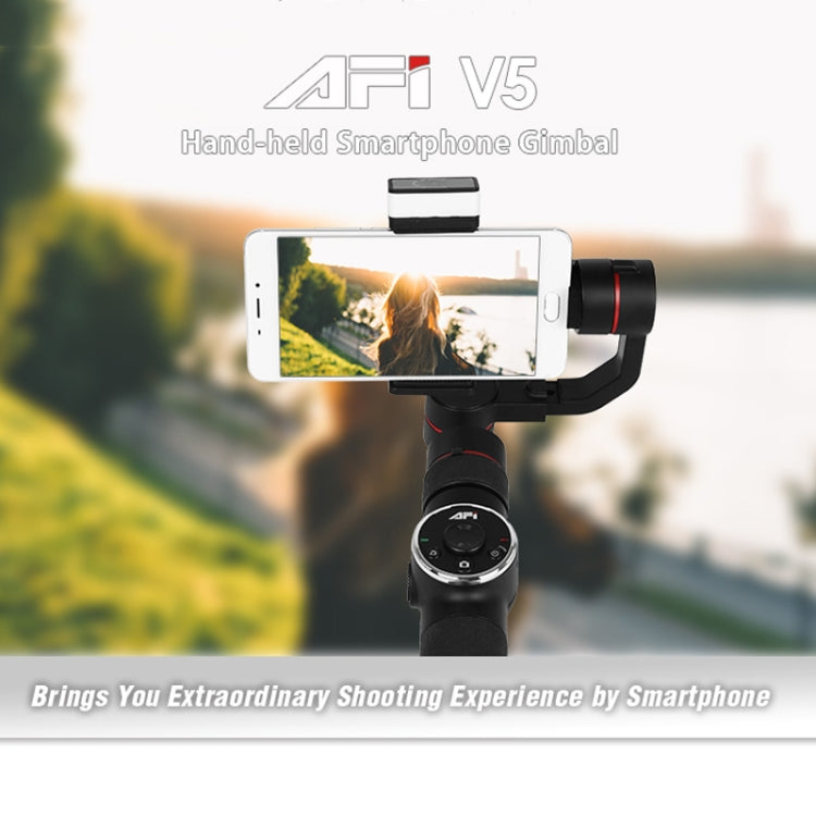 AFI V5 Estabilizador Gimbal de Alumínio Sem Escovas de 3 Eixos para Mão com Suporte para Tripé e Luz de Preenchimento para Smartphones até 6 polegadas, Suporta Rastreamento Facial
