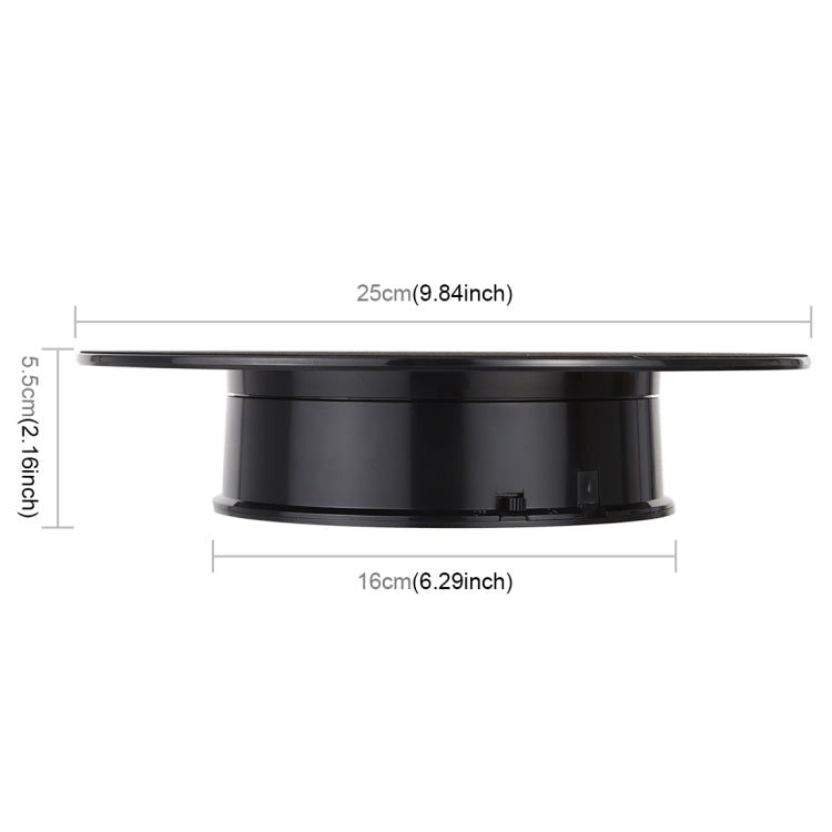 Base Giratória Elétrica de 25cm com Rotação de 360 Graus para Exposição, Acessórios para Filmagem de Vídeo, Capacidade 3kg, Alimentada por Bateria, 25cm/Alimentada por Bateria (B), 25cm/Alimentada por Bateria (BW), 25cm/Alimentada por Bateria (W)