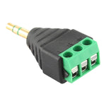 Conector de áudio estéreo com ficha macho de 3,5mm, 3 polos, bloco terminal de 3 pinos, macho 3,5mm (3 pinos)