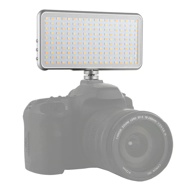 LED011S Pocket 180 LEDs Luz Profissional para Vlogging, Fotografia, Vídeo e Estúdio Fotográfico com Ecrã OLED e Adaptador de Sapata Fria para Câmaras DSLR Canon / Nikon, 180 LED