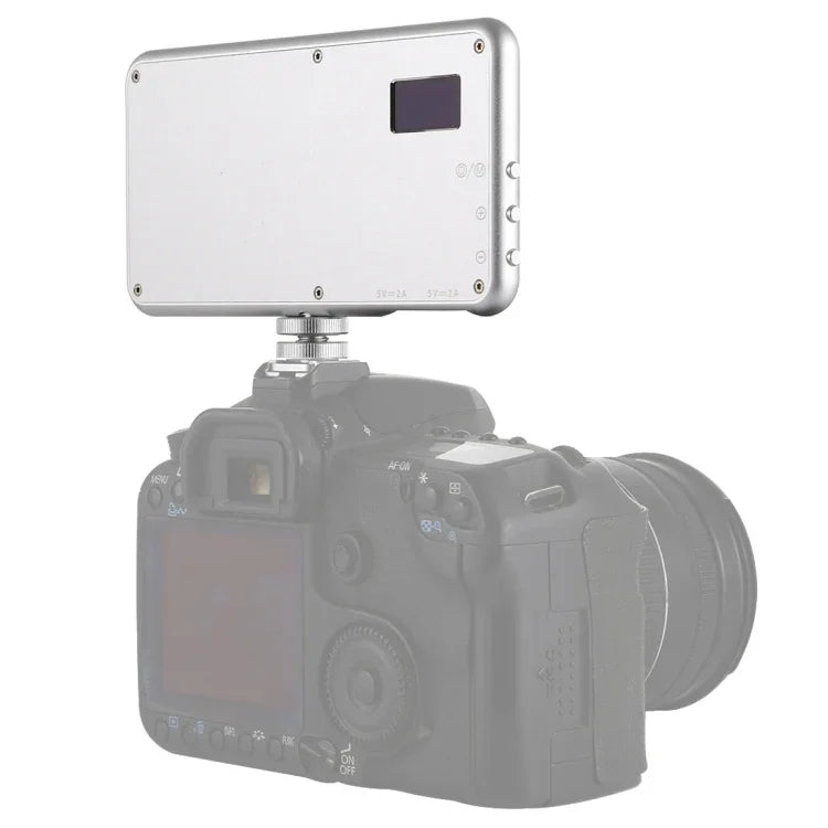 LED011S Pocket 180 LEDs Luz Profissional para Vlogging, Fotografia, Vídeo e Estúdio Fotográfico com Ecrã OLED e Adaptador de Sapata Fria para Câmaras DSLR Canon / Nikon, 180 LED