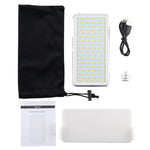 LED011S Pocket 180 LEDs Luz Profissional para Vlogging, Fotografia, Vídeo e Estúdio Fotográfico com Ecrã OLED e Adaptador de Sapata Fria para Câmaras DSLR Canon / Nikon, 180 LED